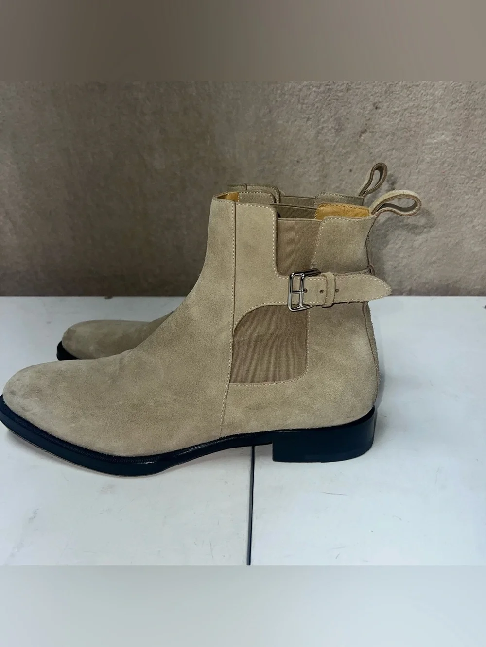 Hermes 2020 Berny Suede Boots Mens Size EU 44 Beige Made In Italy Chelsea